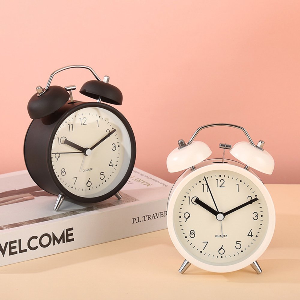 3.8 inch desk clock | Compact Metal Alarm with Night Light - Image 2
